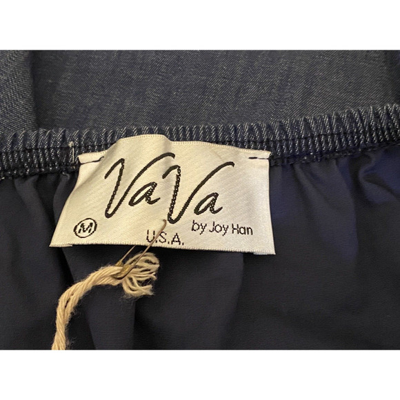 VaVa by Joy Han Blue Chambray Off Shoulder Embroidered Sleeve Blouse Medium - Picture 4 of 10